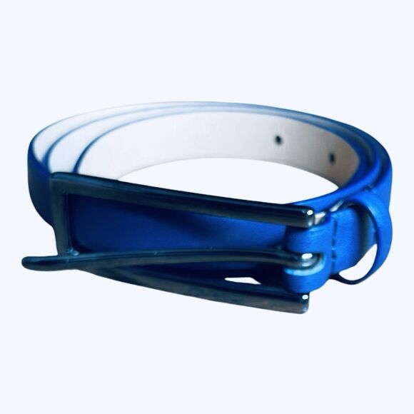Armani Collezioni Blue  Size 40 Italian US Small Leather Skinny Belts Never Worn main image 8